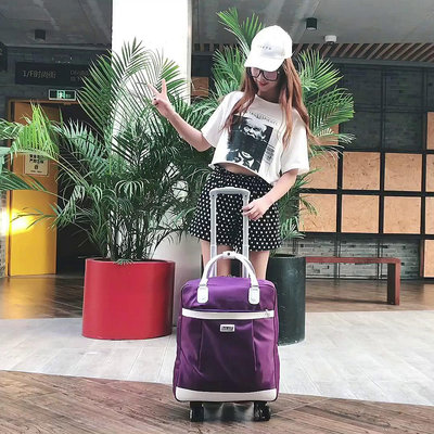 現貨 拉桿旅行包女大容量手提韓版短途旅游登機防水出差輕便超大行李袋 手提袋