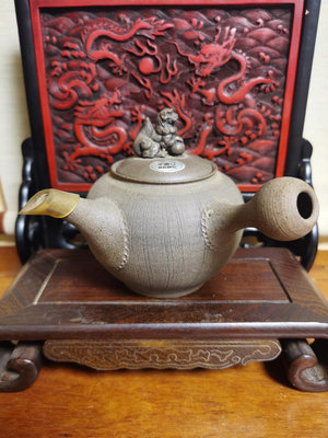 日本常滑燒名匠 ， 伊藤成二 ，甚秋手作茶壺煎茶道具 ，獅子
