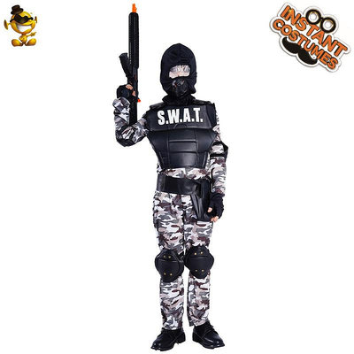 兒童萬圣節小男孩軍隊特種兵服裝 男童SWAT角色扮演服裝cosplay