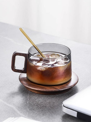 bincoo日式咖啡杯碟套裝高檔下午茶禮盒裝帶勺高顏值玻璃咖啡杯子