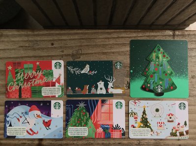 現貨!??2019韓國星巴克聖誕節隨行卡 星巴克聖誕節卡 1套6張 星巴克隨行卡 限定卡 Starbucks隨行卡