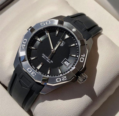 TAG HEUER Aquaracer 黑色錶盤 黑色橡膠錶帶 石英 男士手錶 WAY1110.FT8021