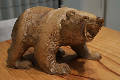 日本回流北海道木雕熊尺寸霸氣十足目露兇光