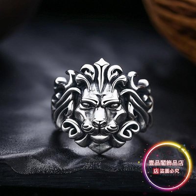 廠家批發925純銀戒指男士個性霸氣獅子頭開口戒指泰銀復古單身戒