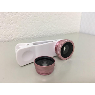 MOMAX X-Lens 3合1鏡頭組合(0.65度廣角、10X微距、180度魚眼)手機外接鏡頭組送收納盒-玫瑰金