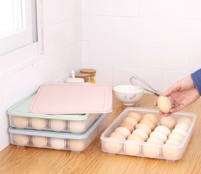 可堆疊帶蓋透明雞蛋保鮮盒 保存雞蛋收納盒 24格雞蛋盒 雞蛋托 雞蛋架 雞蛋格 鴨蛋盒子 塑料食品盒食物盒 防碎盒 蛋托