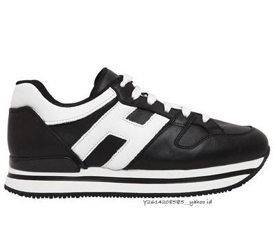 【代購】HOGAN   H222  logo 皮革 厚底 增高 休閒鞋 二色 黑/白 5公分