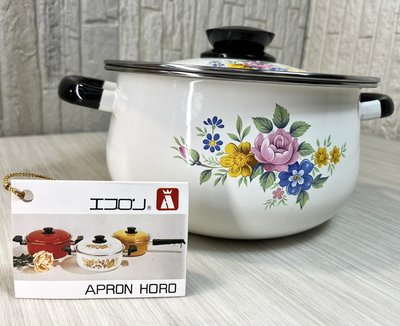 【JP.com】日本帶回 APRON 琺瑯彩色鍋 琺瑯鍋 搪瓷鍋 22cm 兩手鍋 深型 湯鍋