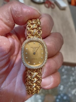 百達翡麗Gubelin”錶盤4521/3女士18k黃金鑽石手錶(已交流)