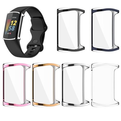 gaming微小配件-適用於Fitbit charge 5手錶保護殼TPU全包電鍍保護殼 charge5包屏幕錶殼電鍍保護套-gm