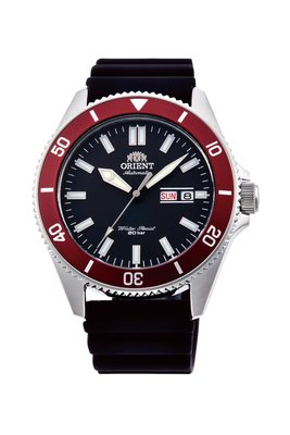 [時間達人]可議ORIENT東方錶  撞色紅框 黑水鬼錶200m潛水錶 膠帶款 黑色 RA-AA0011B 星期日期
