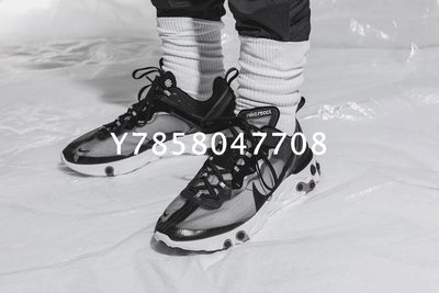 Nike Upcoming React Element 87 耐克 黑 半透明 百搭 休閒運動慢跑鞋 AQ1090-001 男