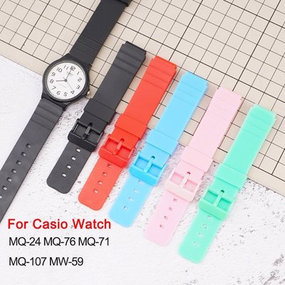 森尼3C-16mm 樹脂橡膠錶帶卡西歐手錶 MW-59 MQ-24 MQ-27 MQ-76 MQ-71 MQ-107 替換腕帶彩色-品質保證