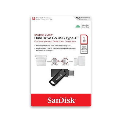 SanDisk Ultra GO TYPE-C 1TB USB 3.2 旋轉隨身碟 高速400MB/s (SD-DDC3-1TB)