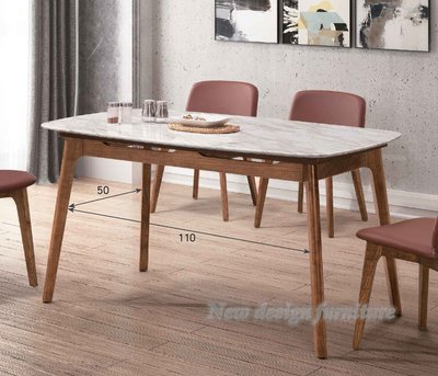 【N D Furniture】台南在地家具-水曲流實木桌腳人造石面140cm胡色餐桌/石面餐桌TH