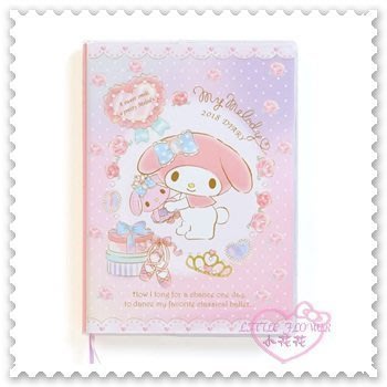 ♥小公主日本精品♥ Hello Kitty 美樂蒂 禮物盒 玫瑰 粉色 小兔2018年日本製 日誌本橫式62023306