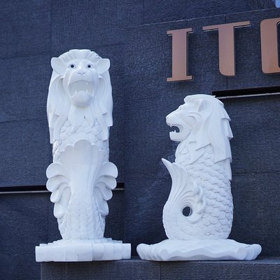 戶外大型新加坡魚尾獅擺件模型水池塘酒店裝飾動物噴泉標志性雕塑滿減 促銷 夏季