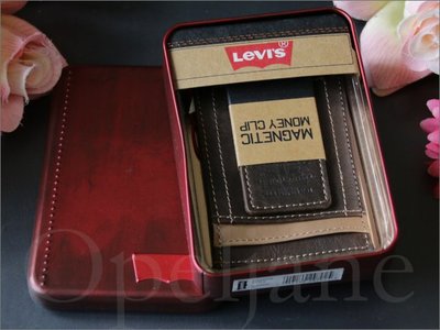 美國真品 Levis Clip 復古真皮磁性錢夾 紙鈔夾 鈔票夾 悠遊卡車票夾 5個卡片夾層 鐵禮盒裝 愛Coach包包