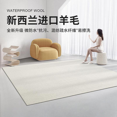 羊毛地毯客廳日式極簡輕奢高級純色混紡防水防污侘寂風臥室床邊毯
