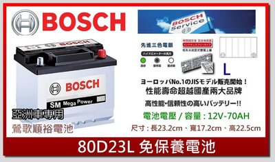 ☆新北鶯歌電池☆實體店面 BOSCH SM 80D23L 鍛造極板長壽命免保養汽車電池