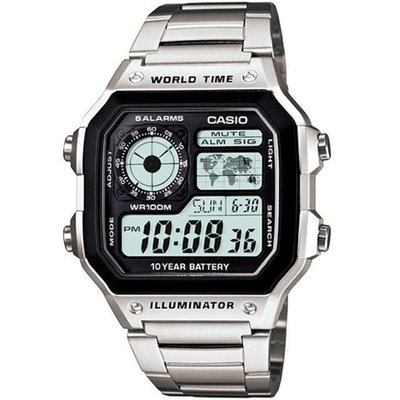 【小鹿♥臻選】 CASIO AE1200WHD-1A 卡西歐 世界地圖 10年電力 金屬 電子錶 手錶