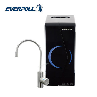 EVERPOLL EP-168廚下型冷熱雙溫無壓飲水機(時尚黑)搭配不鏽鋼雙溫龍頭