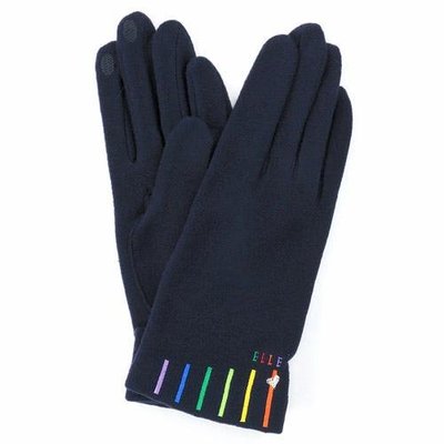 日本製 ELLE 手套 可觸控手套 針織手套 觸控保暖手套 手套-藍色