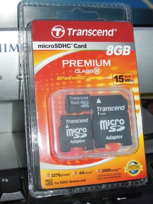 ..點子電腦-北投...◎創見 8GB microSDHC CLASS 6 記憶卡◎可轉mini SD卡雙轉卡，250元