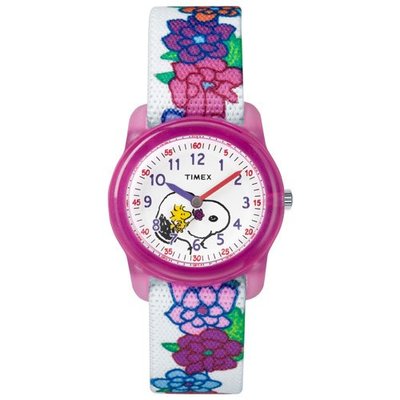 預購 美國帶回 Timex*Peanuts 女童小花史努比 聯名款手錶 尼龍錶帶 兒童錶 生日禮 粉絲專用