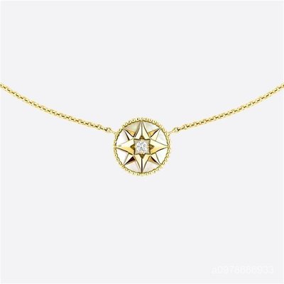 【日本二手】DIOR/迪奧明星ROSE DES VENTS八芒星鑲嵌鑽石珍珠母貝黃金項鏈