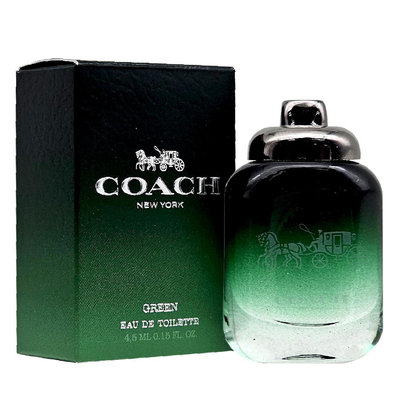 COACH GREEN 時尚都會男性淡香水4.5ml-小香，公司貨，市價750元，下單前請先詢問貨量