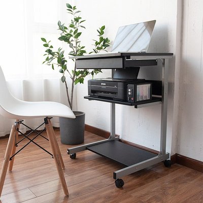 簡約鋼木電腦桌筆記本家用滾輪移動書桌簡約現代電腦桌