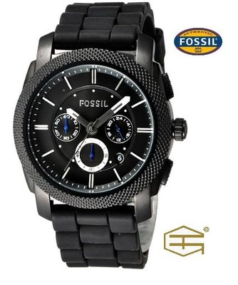 【天龜】 FOSSIL 星際時空 酷炫時尚 三眼三針矽膠運動腕錶 FS4487