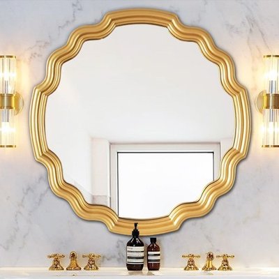 美式簡約異形浴室鏡衛生間鏡裝飾鏡洗漱鏡子復古造型梳妝鏡壁掛-雙喜生活館