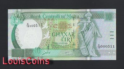 【Louis Coins】B888-MALTA-L.1967 (1994)馬爾他紙幣,10 Liri