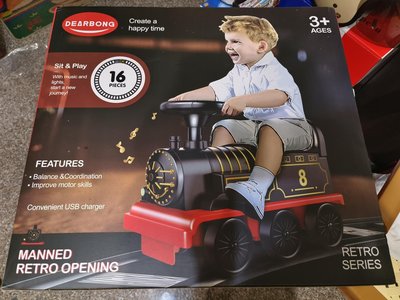 兒童騎車電動復古火車附圓形軌道有ST安全玩具合格標章
