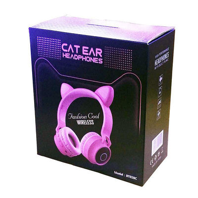 可愛風耳機頭戴藍牙耳機貓耳朵兒童無線游戲發光耳機跨境電商爆款