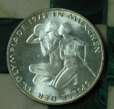 1972 德國 慕尼黑奧運(athletes) 10馬克銀幣 *保真*