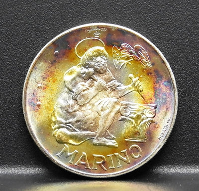 BB063-52【周日結標】1975年 聖馬利諾共和國 500里拉銀幣=1枚 =重約11g