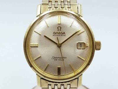 【發條盒子A1661】OMEGA 歐米茄 Seamaster DeVille 166.020 銀面鍍金自動經典鍊帶錶款