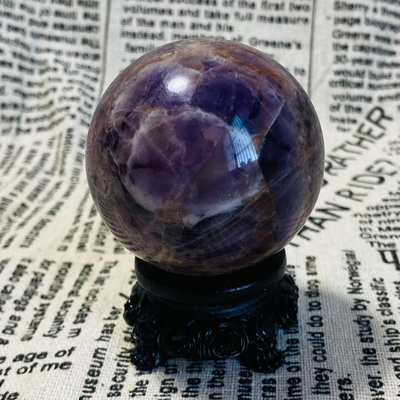 【二手】C1276天然紫水晶球擺夢幻紫色水晶居家飾品，原石打磨 原石 水晶 擺件 【探幽坊】-3597
