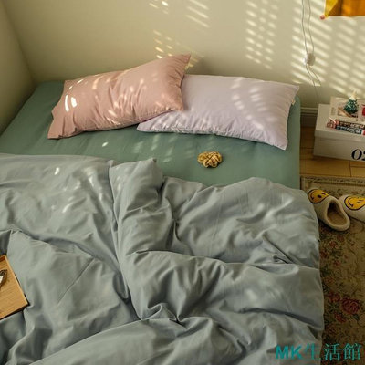 【精選好物】馬卡龍色系撞色床包 水洗棉ins風撞色床包四件組 磨毛四件套 單人床包 雙人/加大床包 床單 床罩組 被單