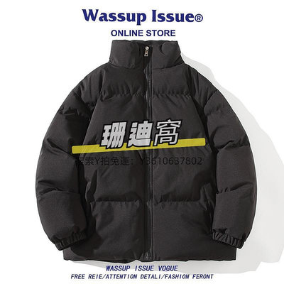 棉服WASSUP ISSUE日系羽絨棉服男款冬季潮牌立領面包服加厚寬松棉衣男