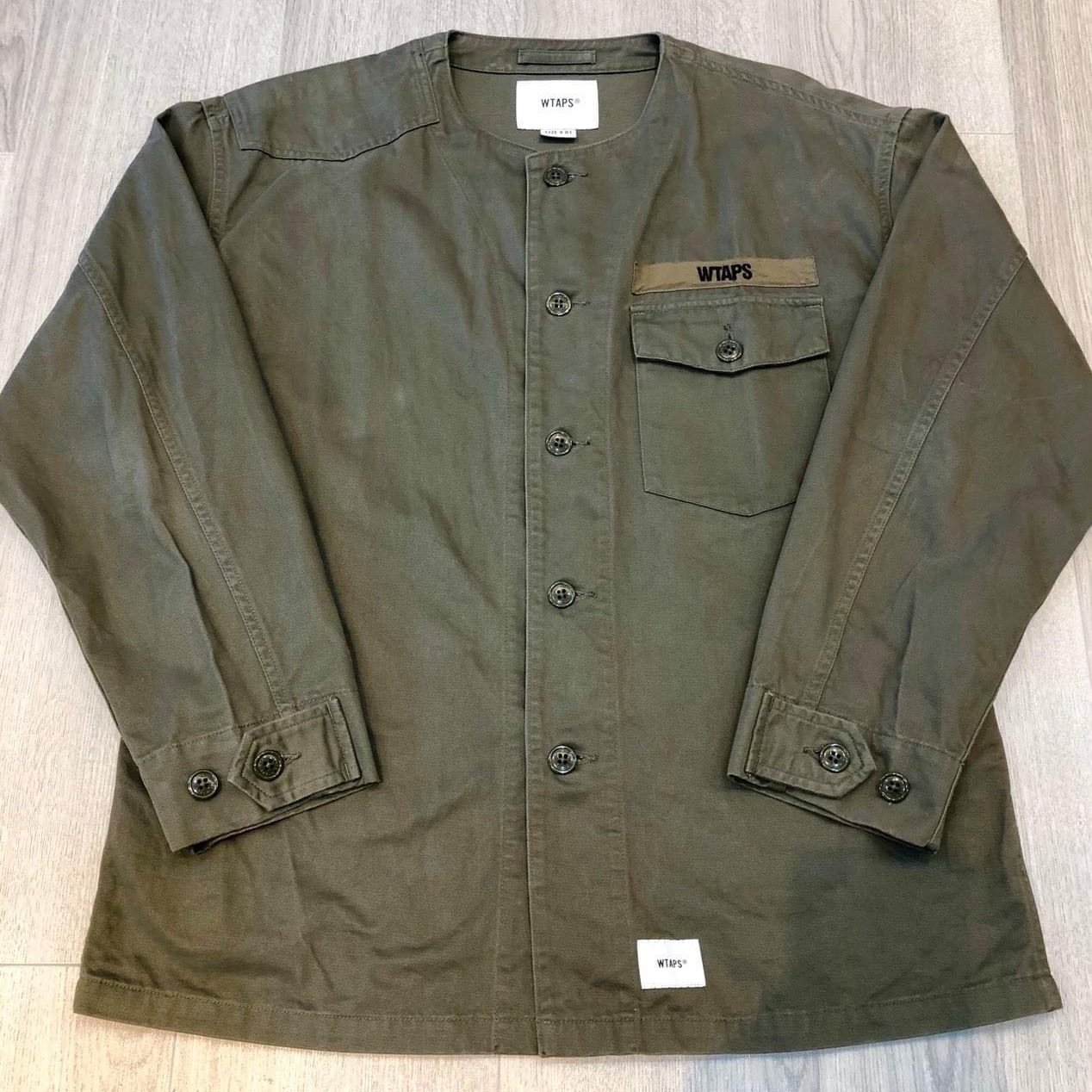 19AW Wtaps SCOUT LS / SHIRT. COTTON. TWILL 軍綠/卡其圓領長袖襯衫無