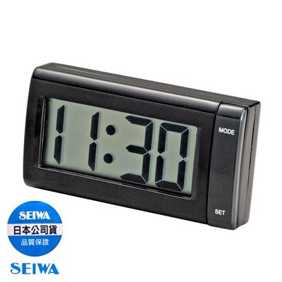 樂速達汽車精品【WA78】日本精品 SEIWA 車用黏貼式 電池式 大數字 液晶電子時鐘