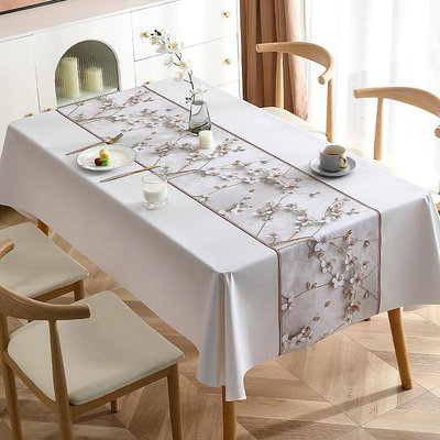 pvc桌布免洗防油防水長方形餐桌布台布桌面墊布茶幾布輕奢高級感