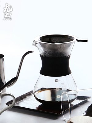 咖啡機配件九土手沖咖啡濾杯分享壺套裝雙層304不銹鋼咖啡濾網杯免濾紙濾杯~特價