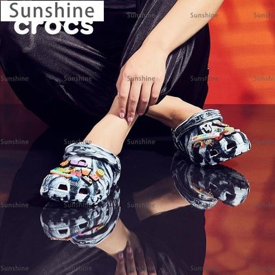 [Sunshine]Crocs沙灘鞋男卡駱馳大理石花紋洞洞鞋戶外涼拖鞋女鞋涼鞋|206867