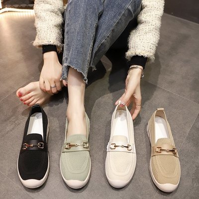【促銷】EmmaShop 艾購物-韓國同步上新透氣網布軟底樂福鞋/便鞋/包鞋