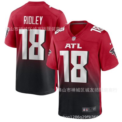 現貨球衣運動背心NFL橄欖球服球衣 獵鷹 18 紅色 Falcons Calvin Ridley Jersey